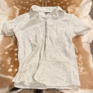 Express White Casual Button Down Shirt